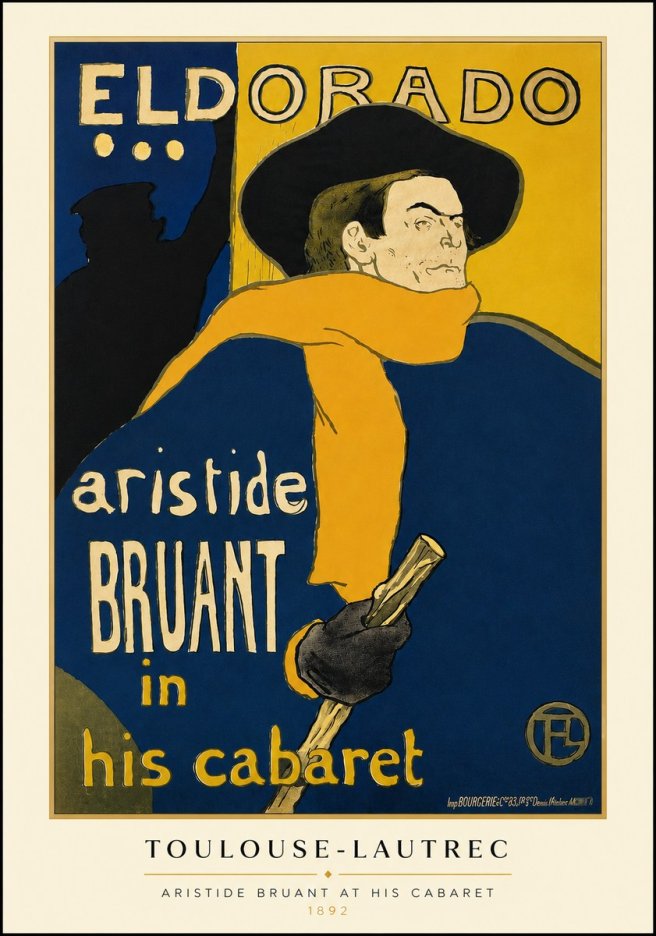 Toulouse-Lautrec Aristide Bruant at His Cabaret No3 - Plakát