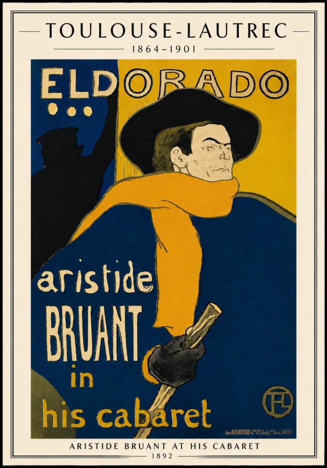 Toulouse-Lautrec Aristide Bruant at His Cabaret No5 - Plakát