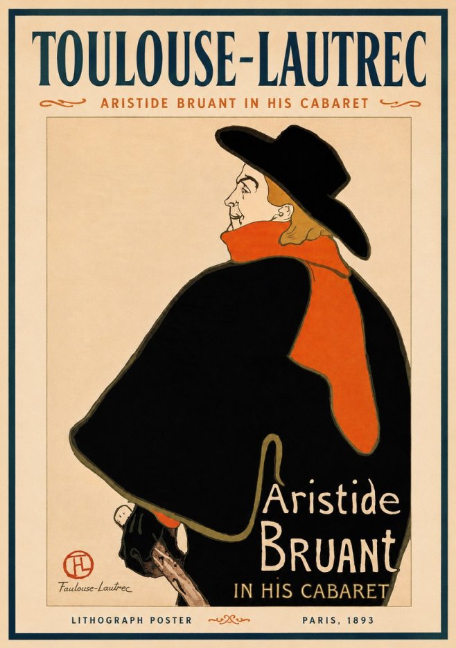 Toulouse-Lautrec Aristide Bruant in His Cabaret II No3 - Plakát