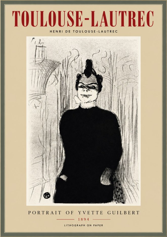 Toulouse-Lautrec Portrait of Yvette Guilbert No3 - Plakát