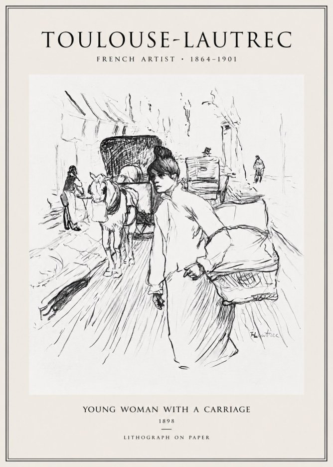 Toulouse-Lautrec Young Woman with a Carriage No1 - Plakát