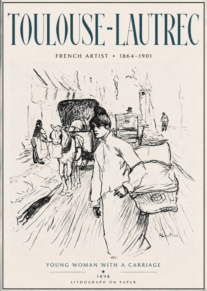 Toulouse-Lautrec Young Woman with a Carriage No6 - Plakát