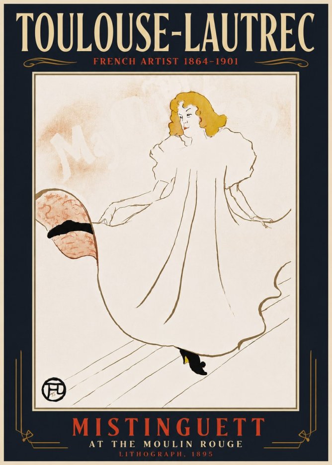 Toulouse-Lautrec Mistinguett at the Moulin Rouge No6 - Plakát
