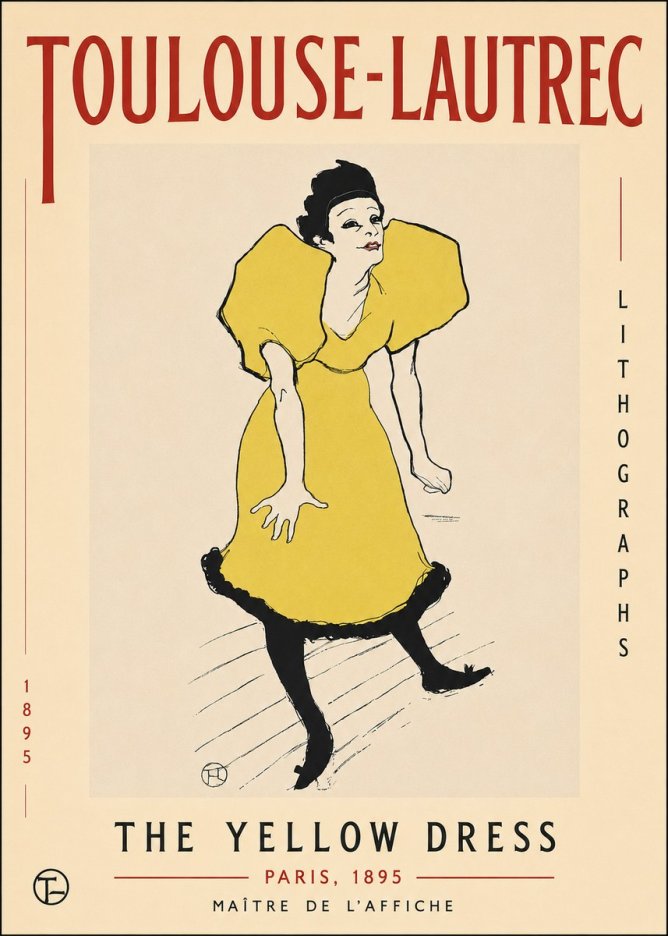 Toulouse-Lautrec The Yellow Dress No3 - Plakát