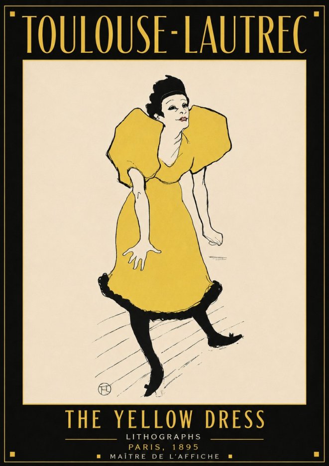 Toulouse-Lautrec The Yellow Dress No4 - Plakát
