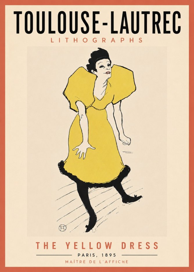Toulouse-Lautrec The Yellow Dress No6 - Plakát