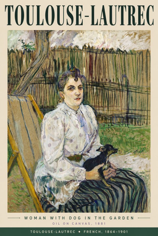 Toulouse-Lautrec Woman with Dog in the Garden No3 - Plakát