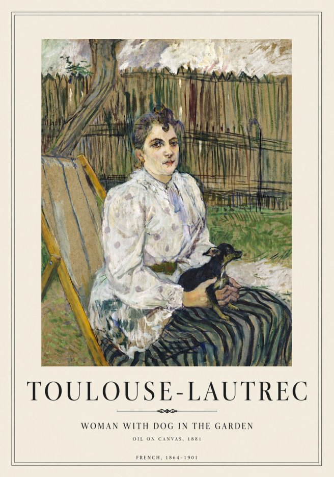 Toulouse-Lautrec Woman with Dog in the Garden No4 - Plakát
