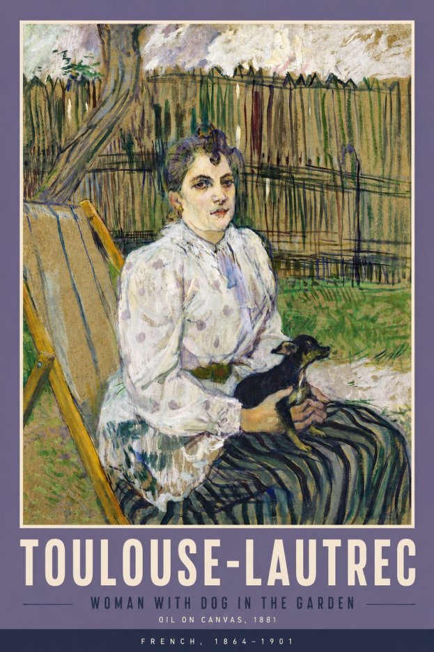 Toulouse-Lautrec Woman with Dog in the Garden No5 - Plakát