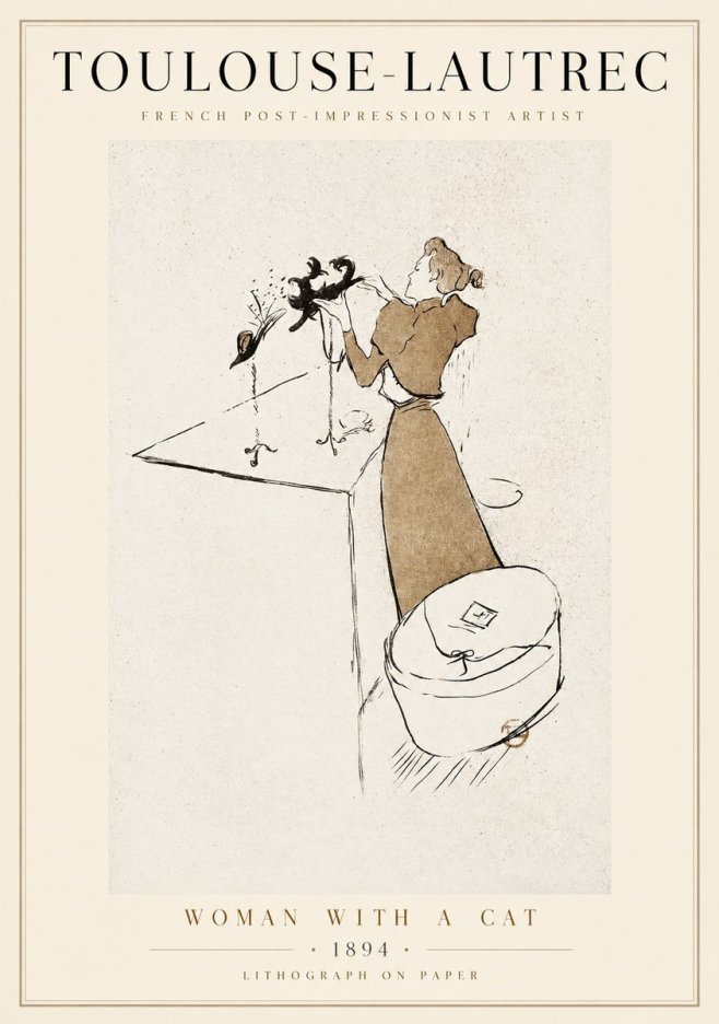 Toulouse-Lautrec Woman with a Cat No1 - Plakát