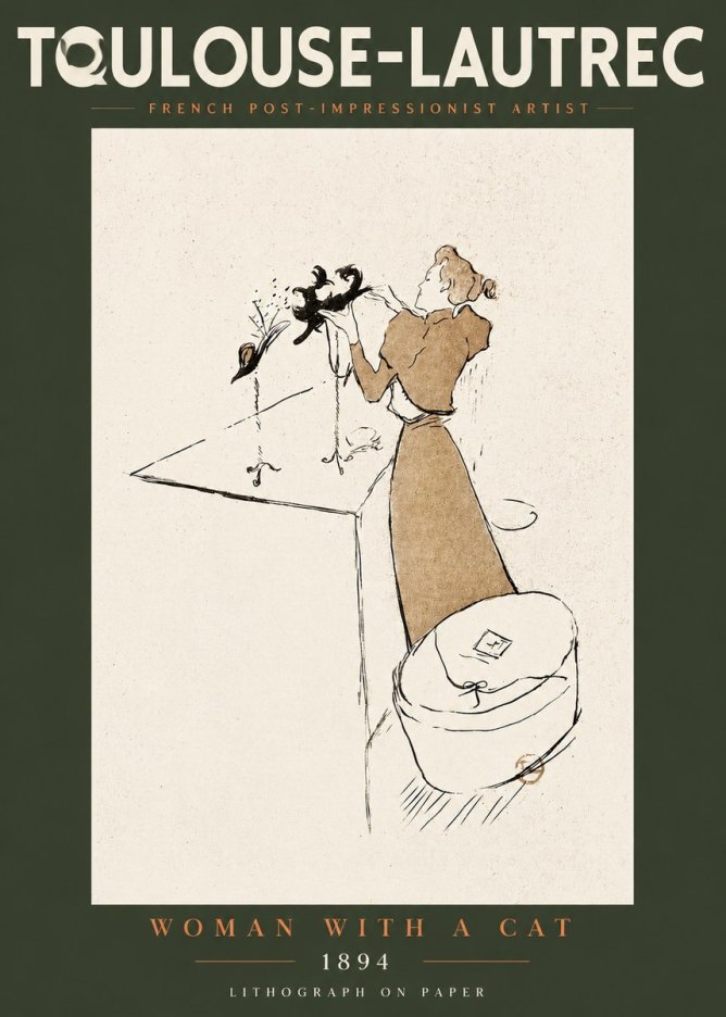 Toulouse-Lautrec Woman with a Cat No4 - Plakát