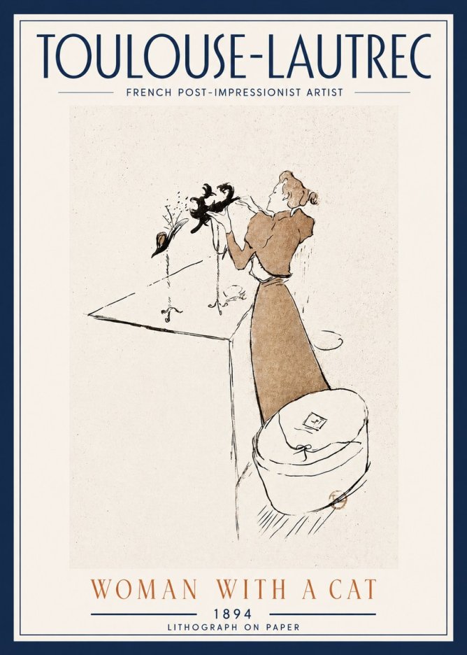 Toulouse-Lautrec Woman with a Cat No5 - Plakát