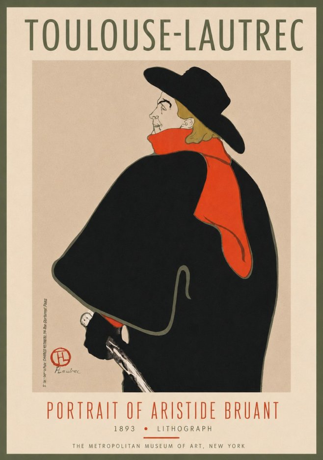 Toulouse-Lautrec Portrait of Aristide Bruant No4 - Plakát