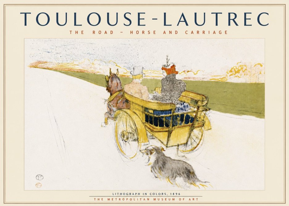 Toulouse-Lautrec The Road - Horse and Carriage No3 - Plakát