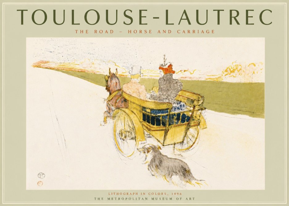 Toulouse-Lautrec The Road - Horse and Carriage No5 - Plakát