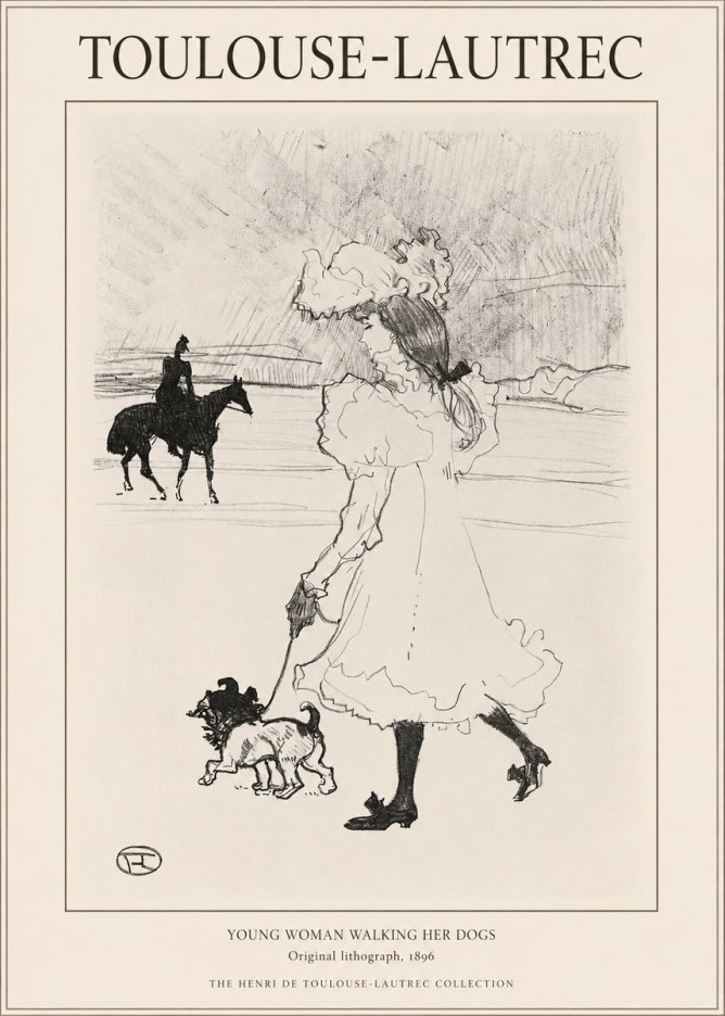 Toulouse-Lautrec Young Woman Walking Her Dogs No1 - Plakát