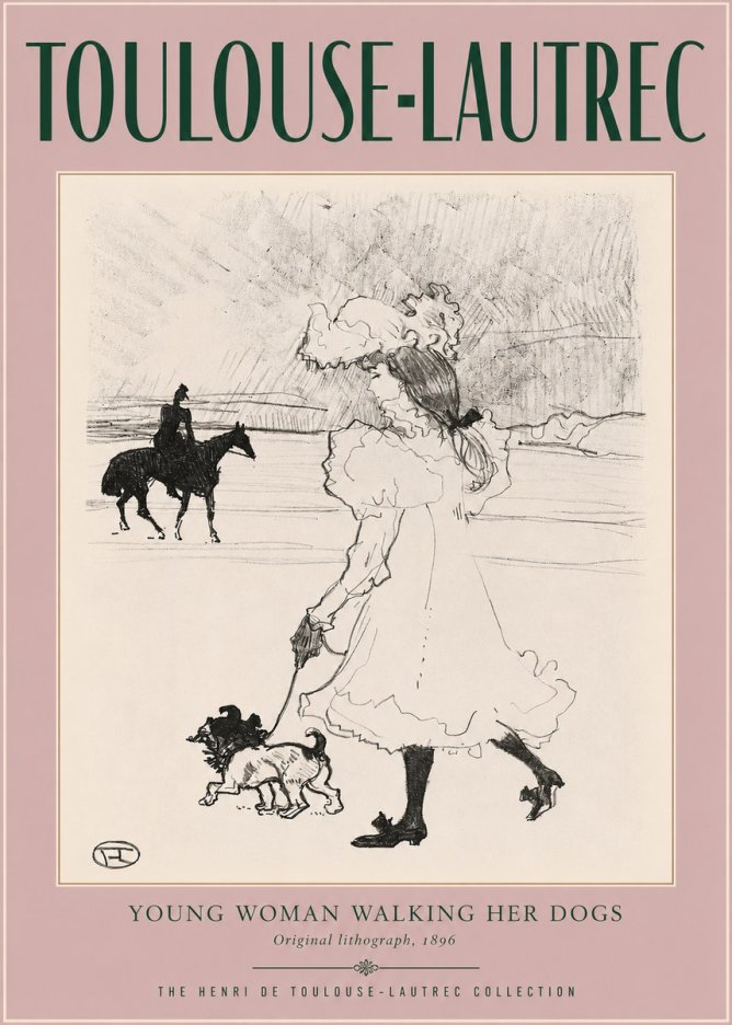 Toulouse-Lautrec Young Woman Walking Her Dogs No2 - Plakát