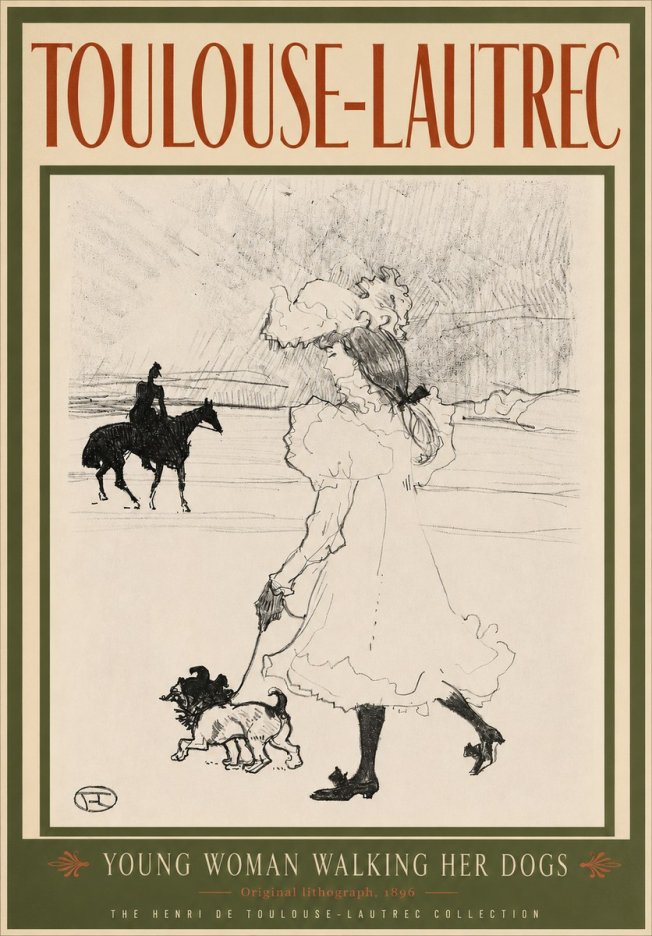 Toulouse-Lautrec Young Woman Walking Her Dogs No3 - Plakát