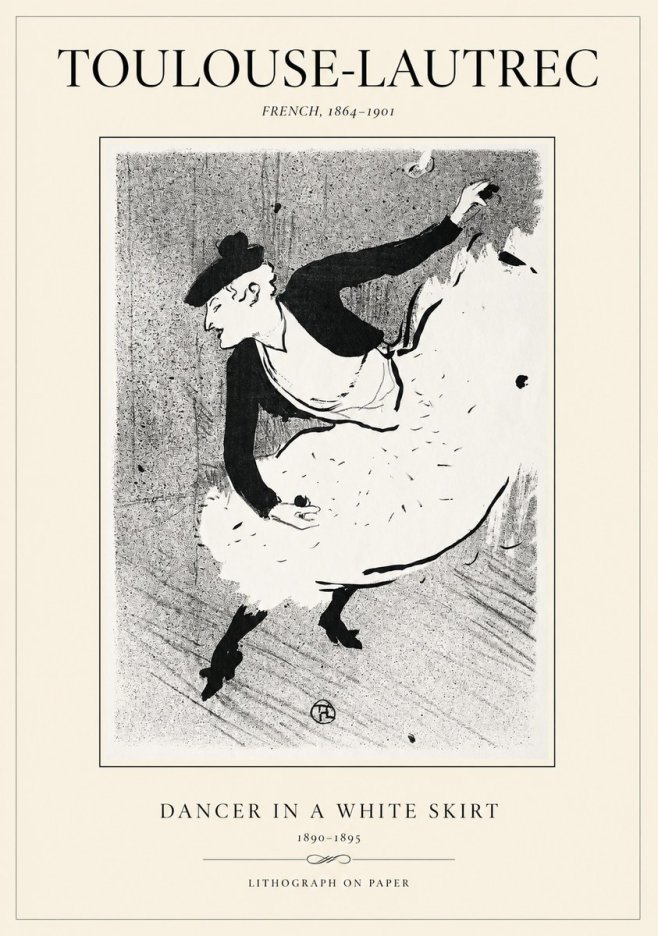 Toulouse-Lautrec Dancer in a White Skirt No1 - Plakát