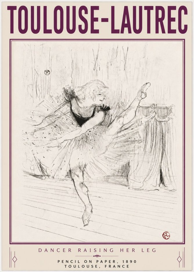 Toulouse-Lautrec Dancer Raising Her Leg No4 - Plakát