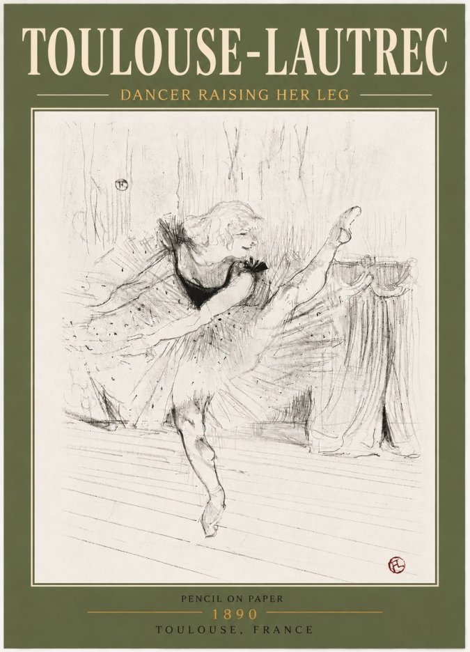 Toulouse-Lautrec Dancer Raising Her Leg No5 - Plakát
