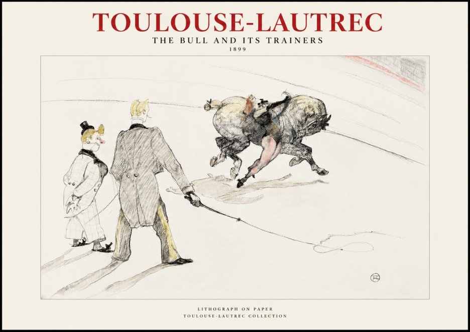 Toulouse-Lautrec The Bull and Its Trainers No1 - Plakát