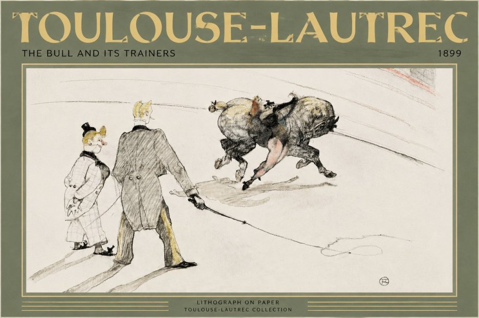Toulouse-Lautrec The Bull and Its Trainers No2 - Plakát