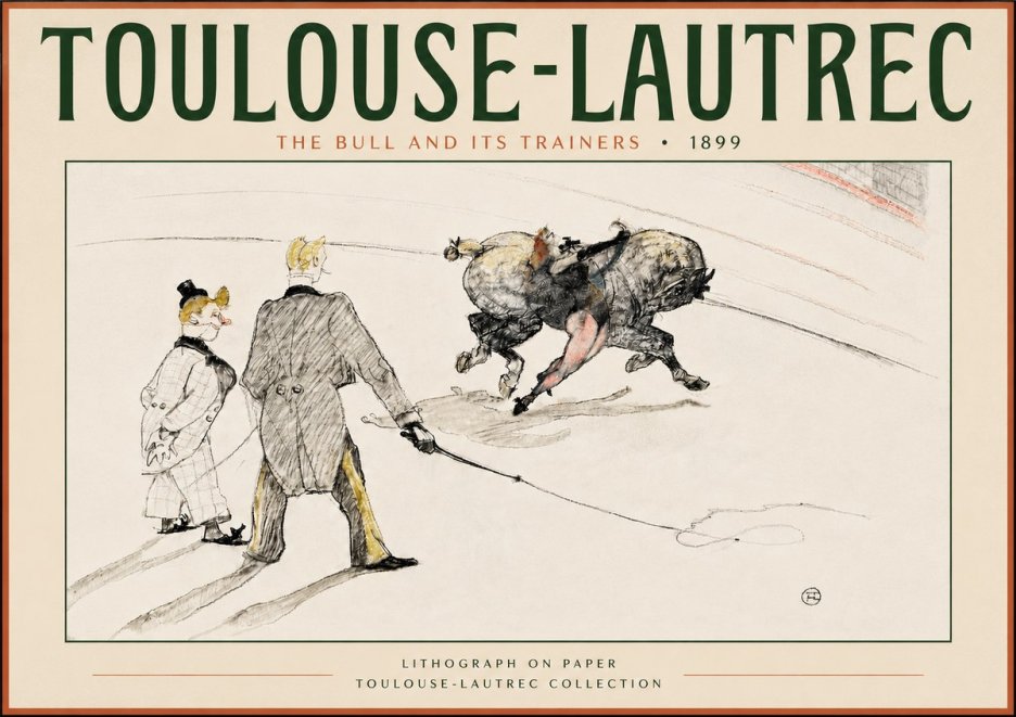 Toulouse-Lautrec The Bull and Its Trainers No4 - Plakát