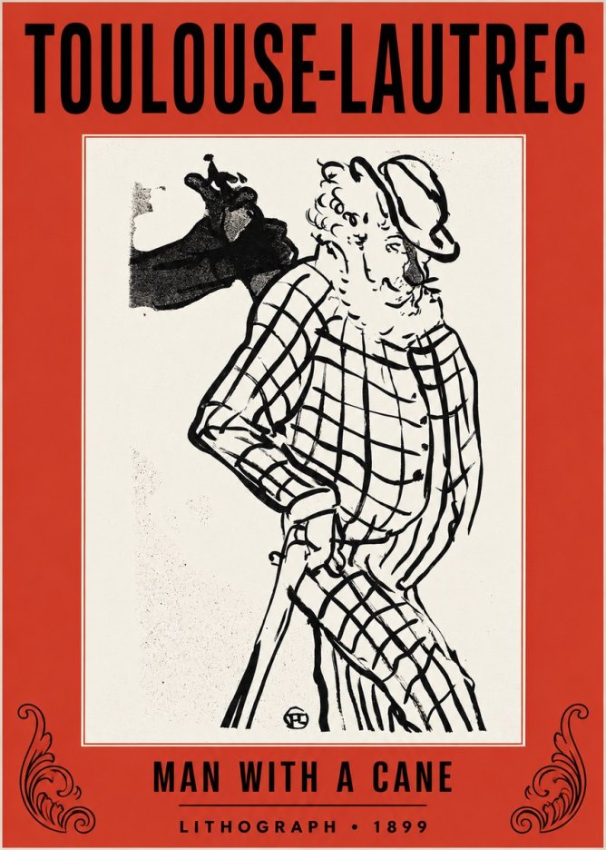 Toulouse-Lautrec Man with a Cane No2 - Plakát