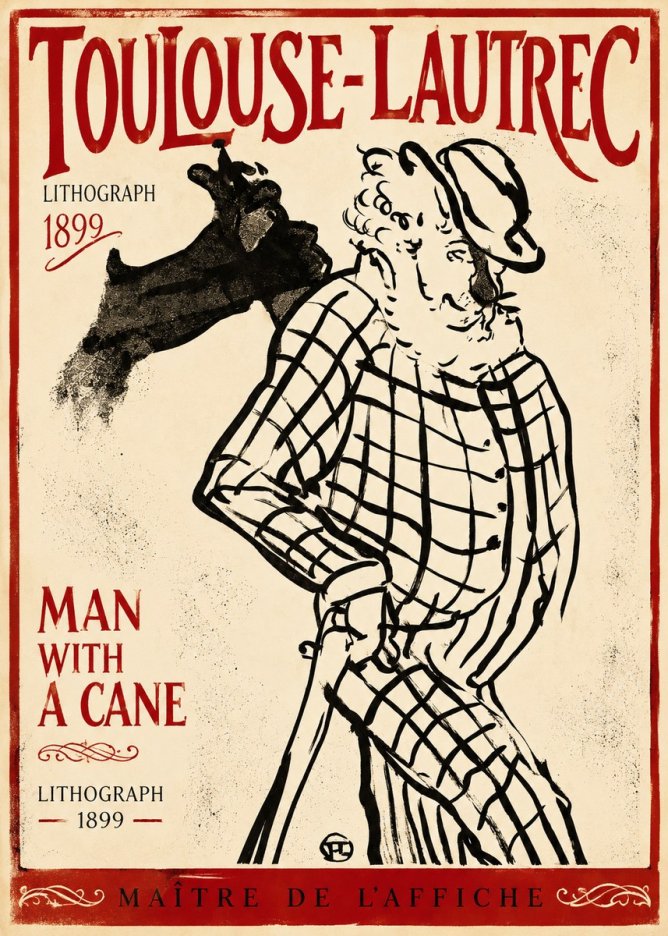 Toulouse-Lautrec Man with a Cane No3 - Plakát