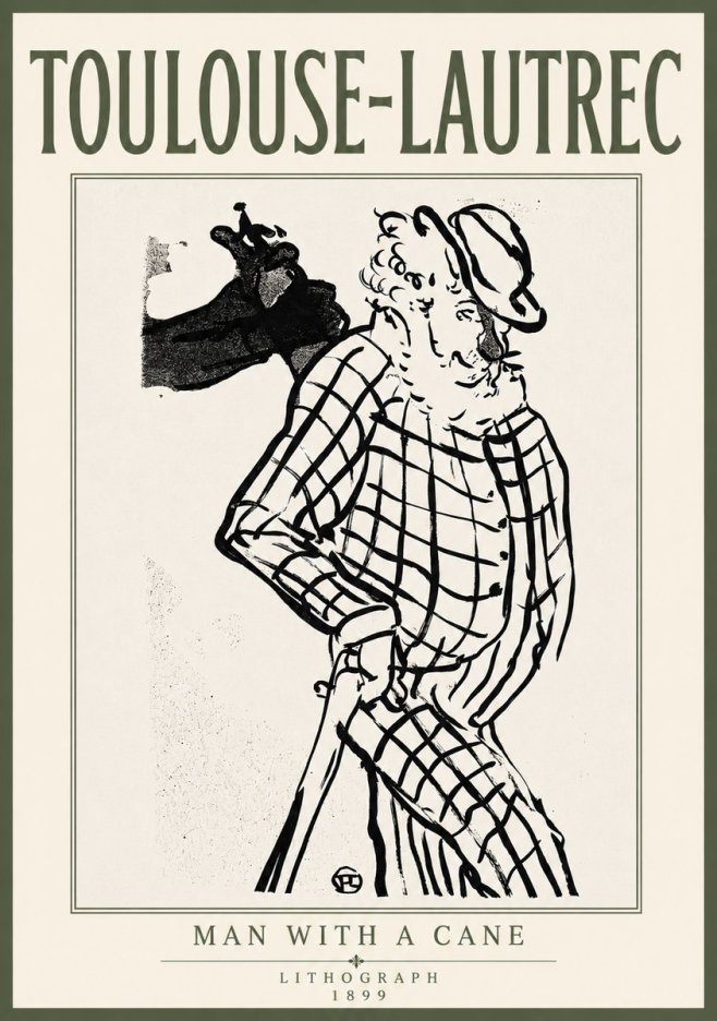 Toulouse-Lautrec Man with a Cane No6 - Plakát