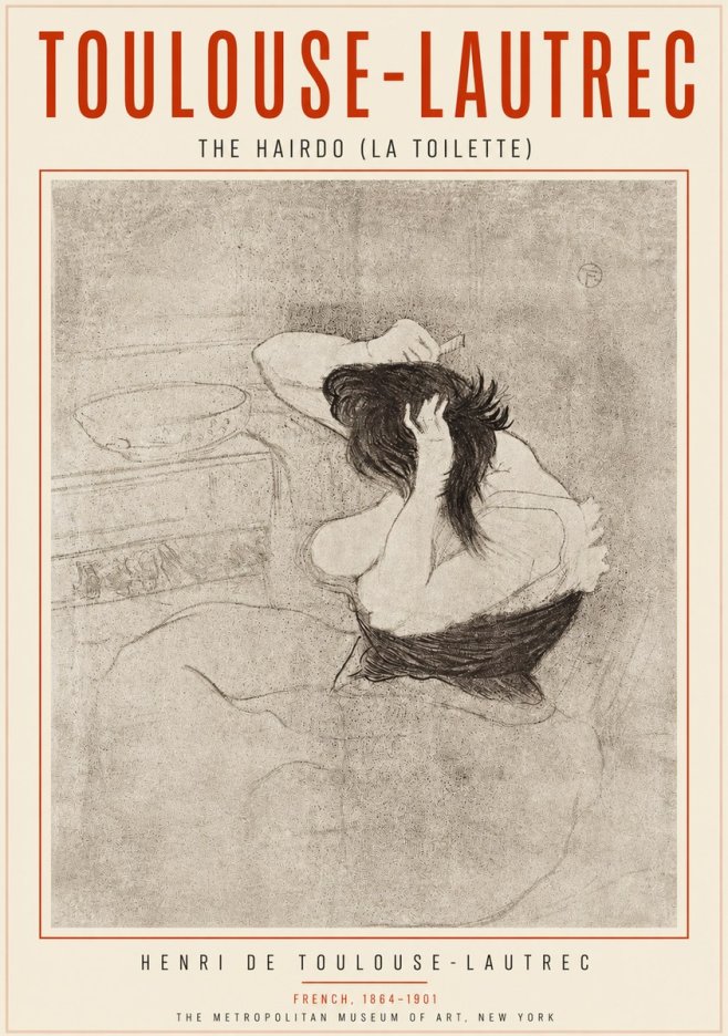 Toulouse-Lautrec The Hairdo (La Toilette) No3 - Plakát
