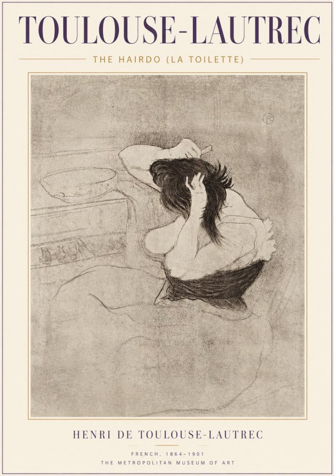 Toulouse-Lautrec The Hairdo (La Toilette) No4 - Plakát