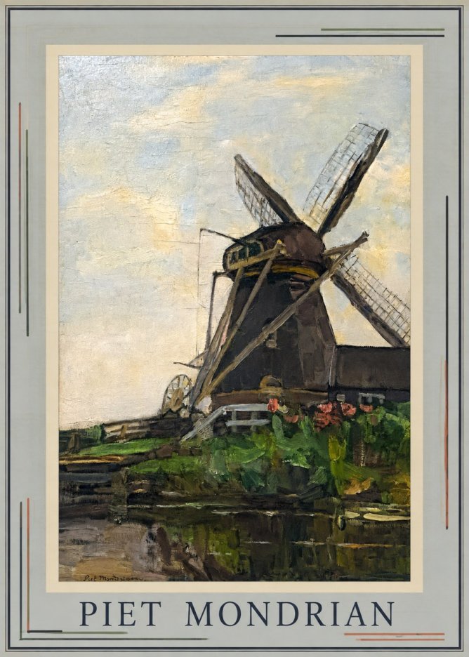 Piet Mondrian Windmill by the Water I No1 - Plakát