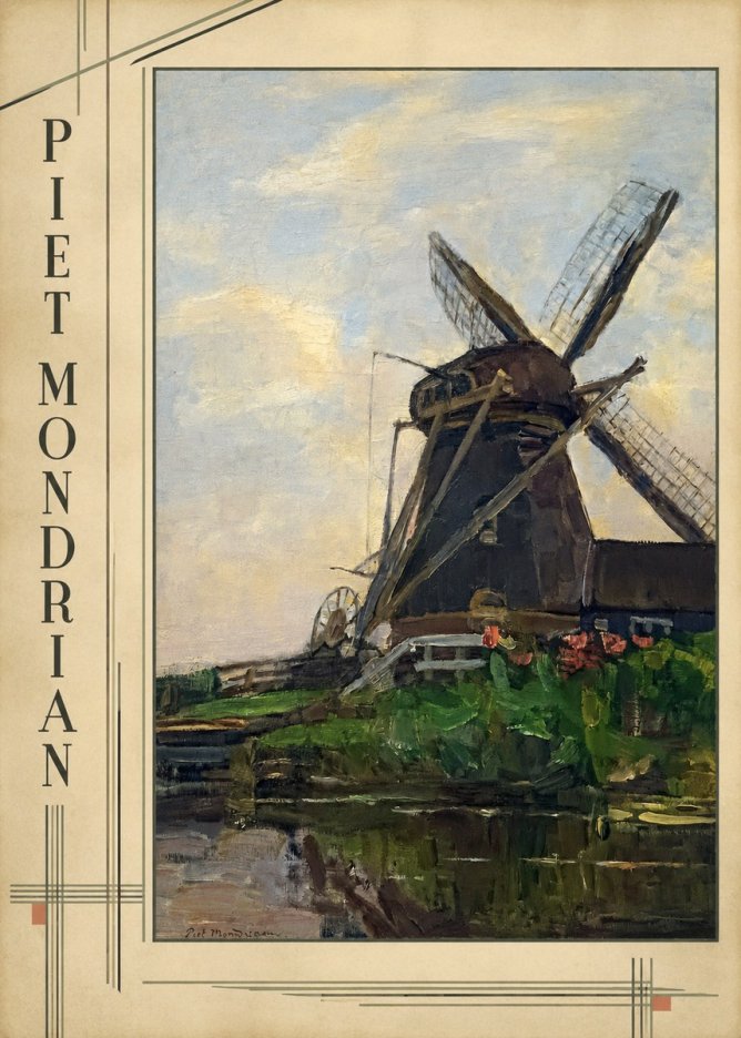Piet Mondrian Windmill by the Water I No2 - Plakát