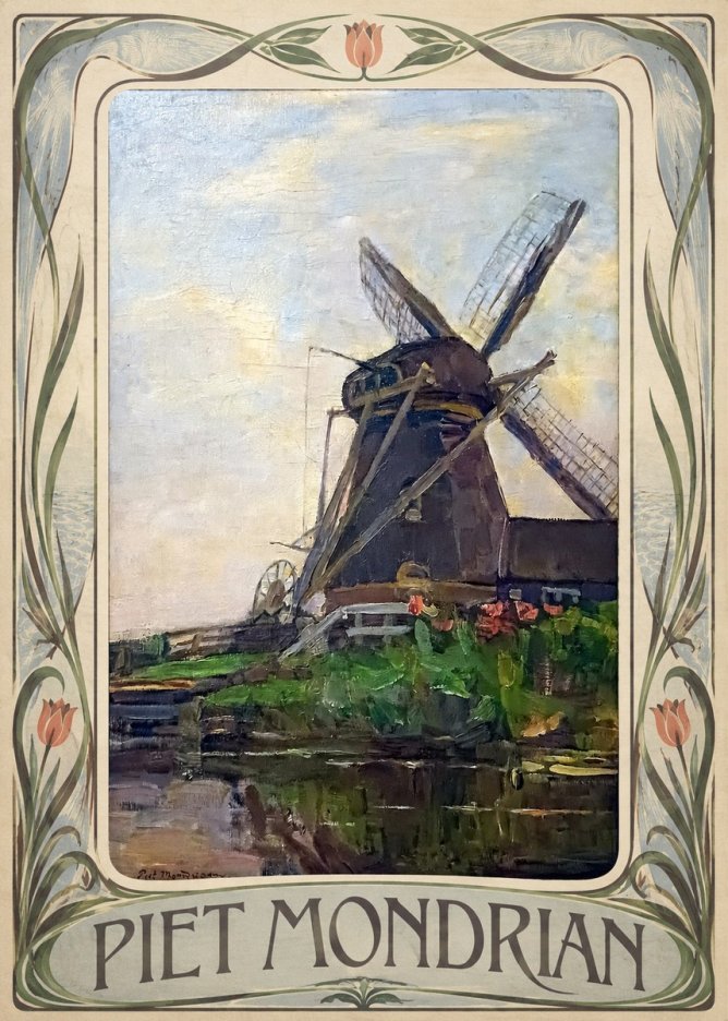 Piet Mondrian Windmill by the Water I No3 - Plakát