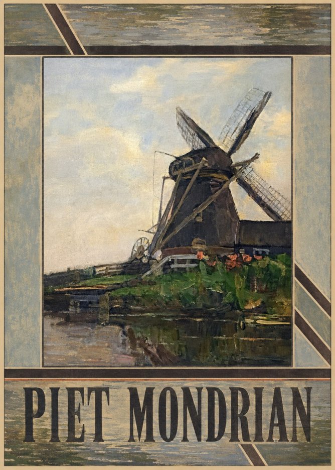 Piet Mondrian Windmill by the Water I No5 - Plakát