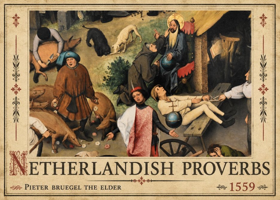 Pieter Bruegel Netherlandish Proverbs IV No2 - Plakát