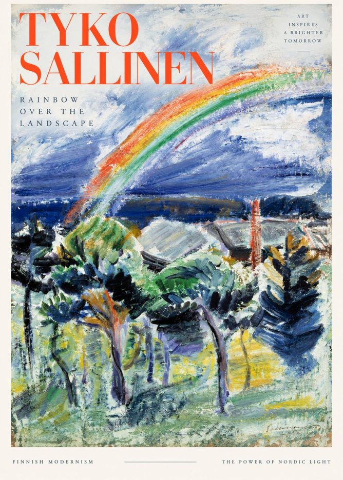 Tyko Sallinen Rainbow over the Landscape No3 - Plakát