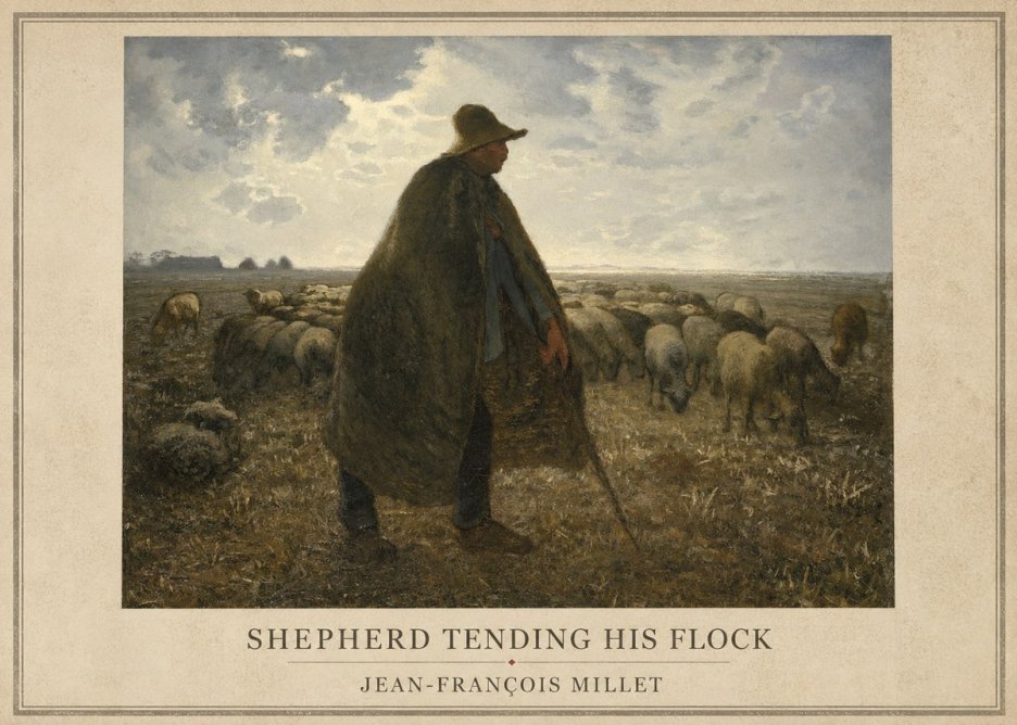 Jean-François Millet Shepherd Tending His Flock No1 - Plakát