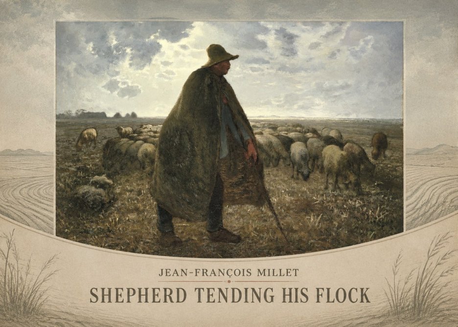 Jean-François Millet Shepherd Tending His Flock No3 - Plakát