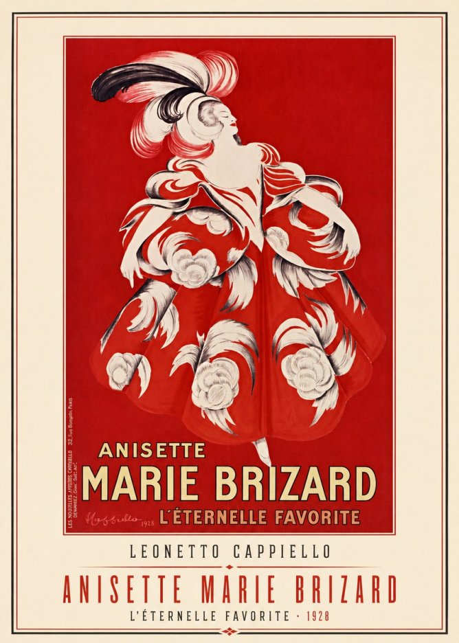 Leonetto Cappiello Anisette Marie Brizard - L'éternelle Favorite No1 - Plakát