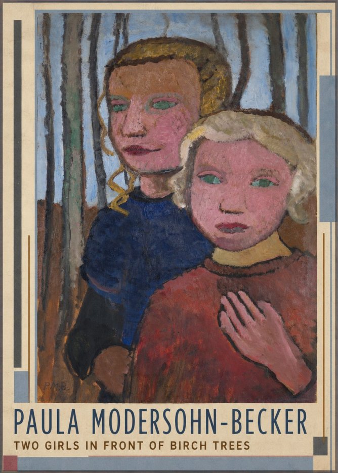 Paula Modersohn-Becker Two Girls in Front of Birch Trees No1 - Plakát
