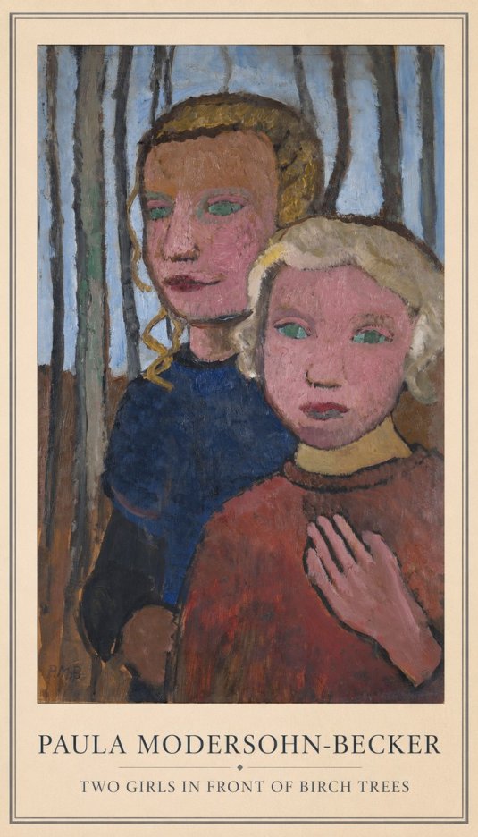 Paula Modersohn-Becker Two Girls in Front of Birch Trees No4 - Plakát