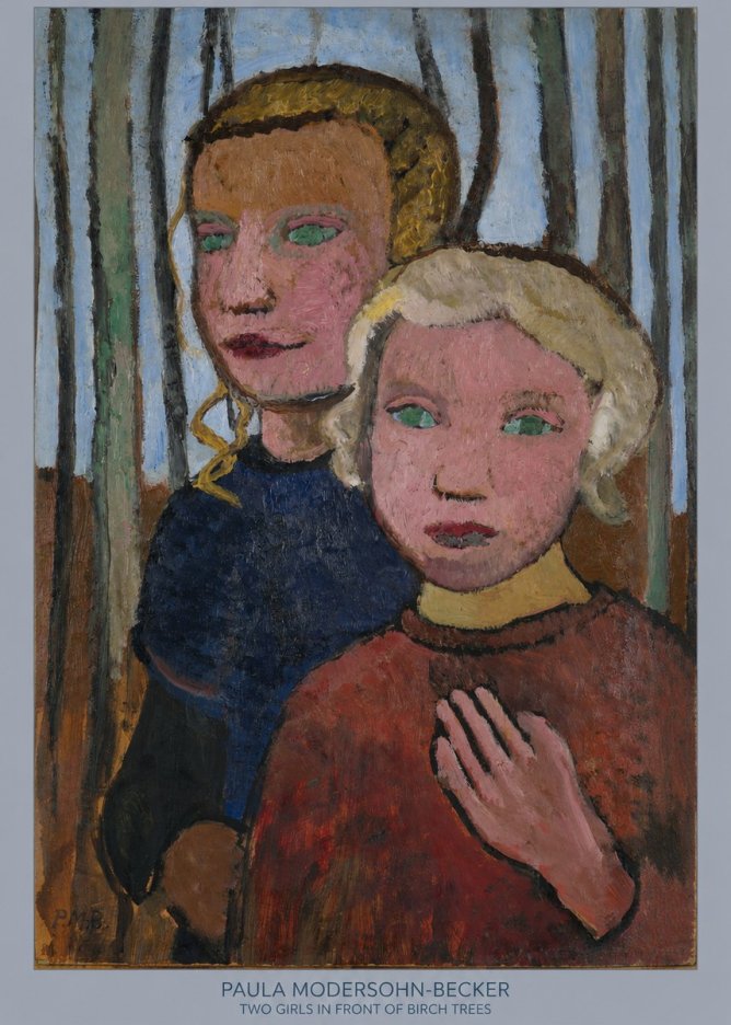 Paula Modersohn-Becker Two Girls in Front of Birch Trees No6 - Plakát
