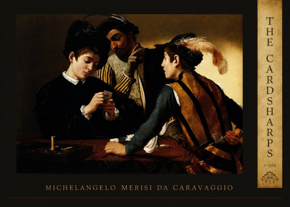 Michelangelo Merisi da Caravaggio The Cardsharps II No5 - Plakát