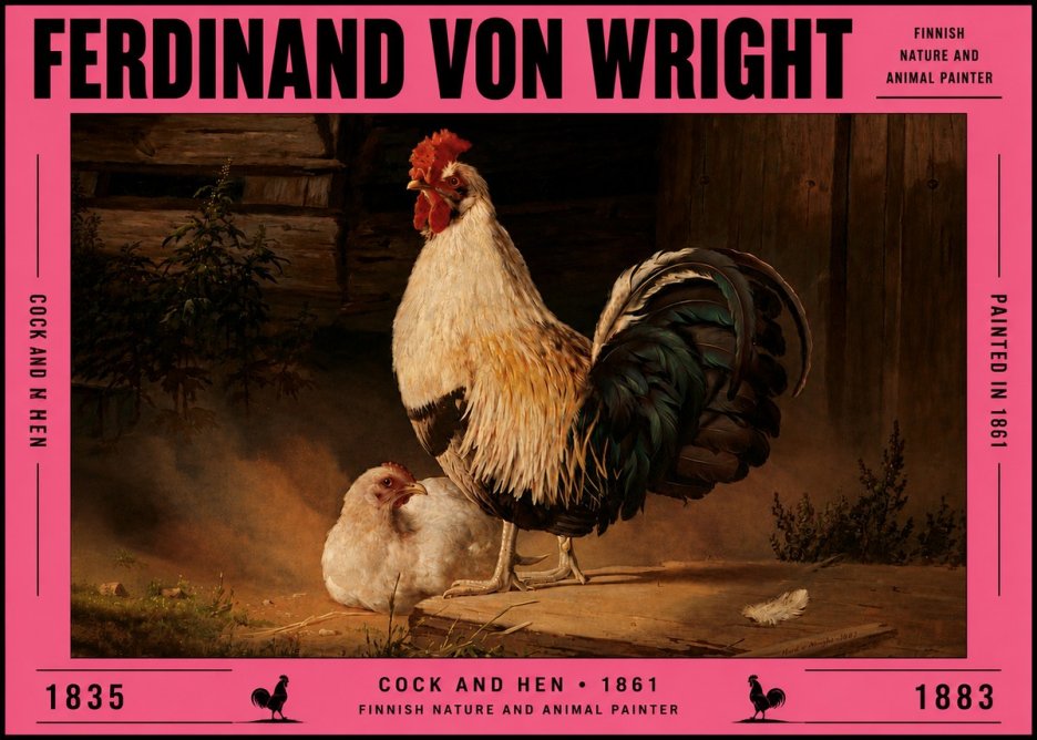 Ferdinand von Wright Cock and Hen No5 - Plakát