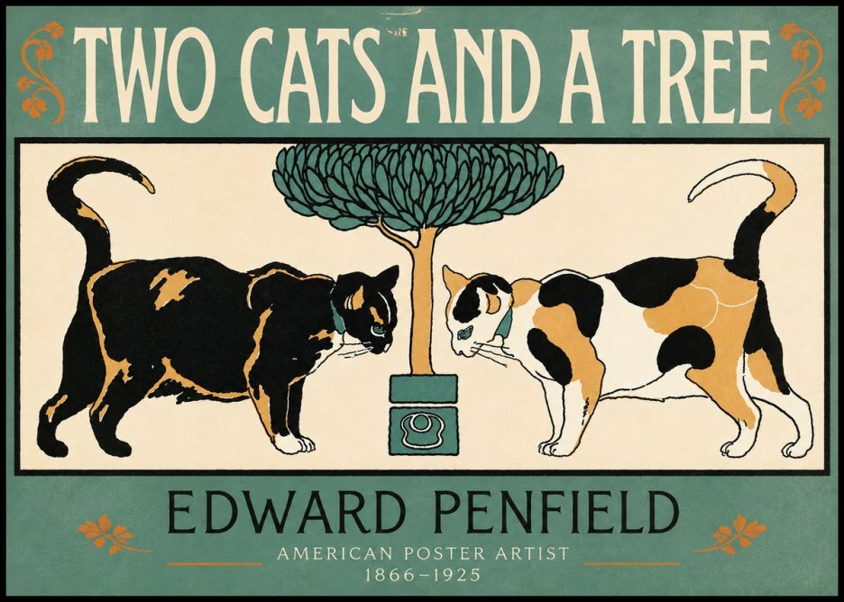 Edward Penfield Two Cats and a Tree No3 - Plakát
