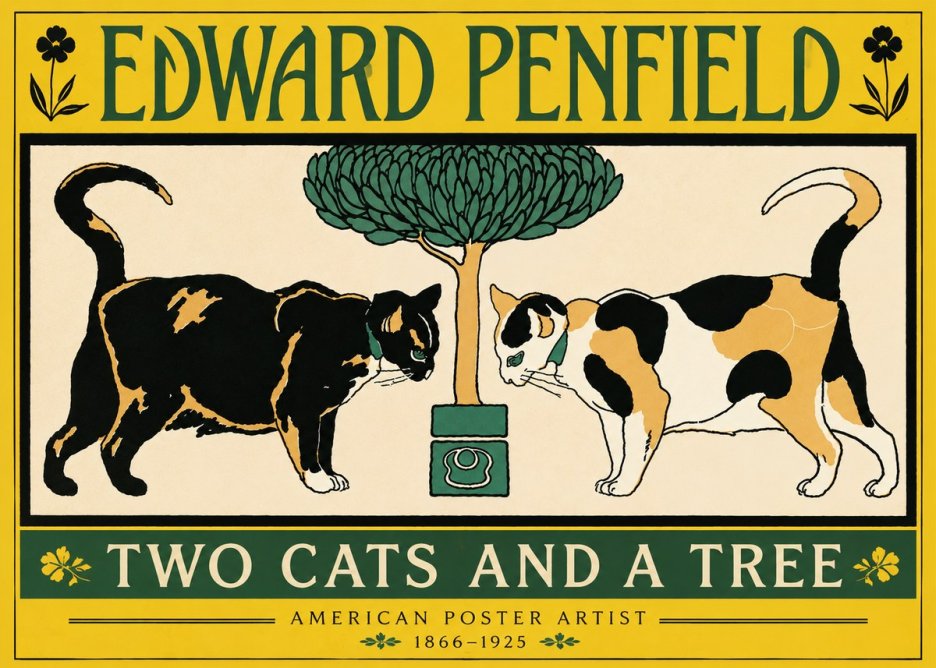 Edward Penfield Two Cats and a Tree No4 - Plakát