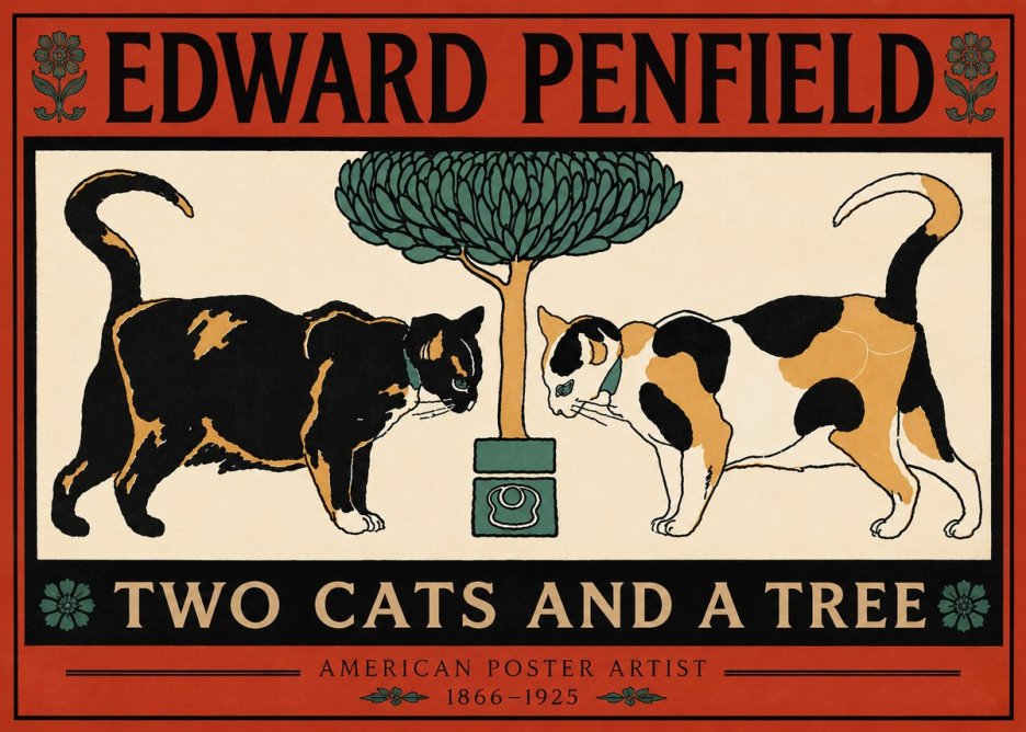 Edward Penfield Two Cats and a Tree No6 - Plakát